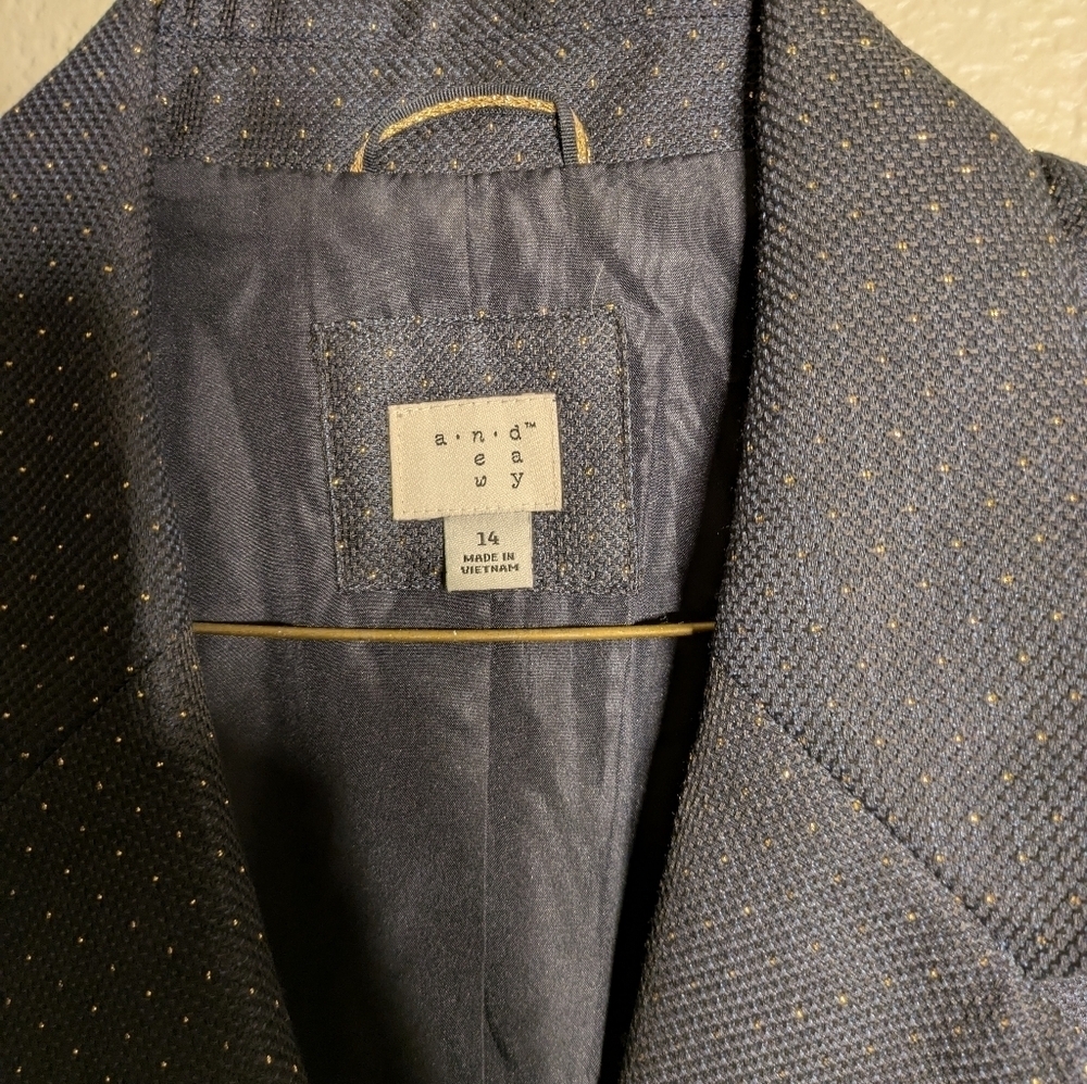 a New Day Size 14 Stylish Navy Blazer with Gold Dots - Picture 7 of 12
